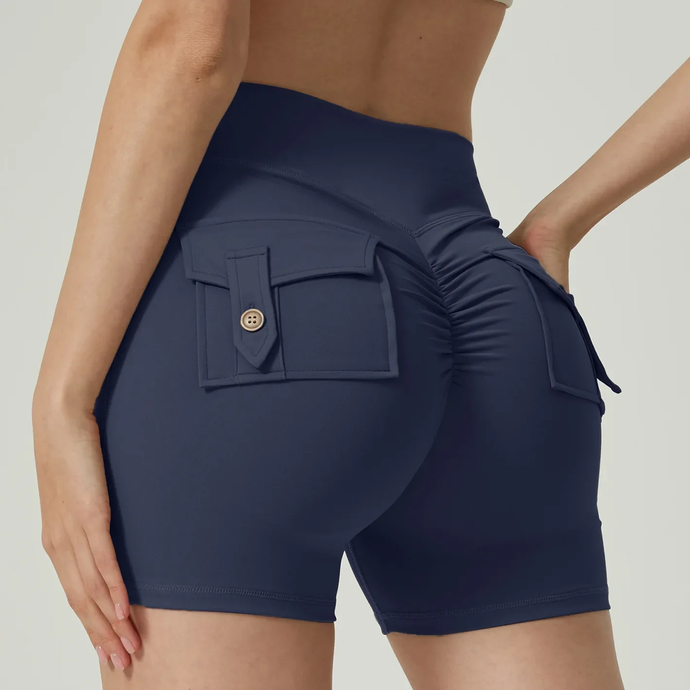 Women Pocket Shorts Scrunch Butt Workout Cargo Shorts High Waist Yoga Booty Lifting Charm Gym Yoga Pants