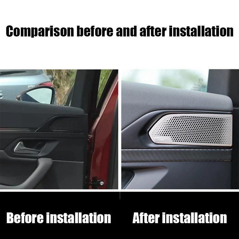 Stainless steel door speaker protective cover and audio decorative sticker For Peugeot 508 2023 2022 2021 2019