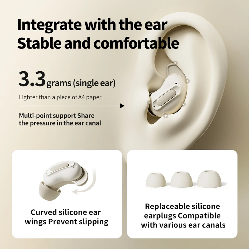 Xiaoyou dans l'oreille écouteurs Bluetooth avec réduction active du bruit aide spécifique au sommeil pour un sommeil latéral et une isolation phonique super