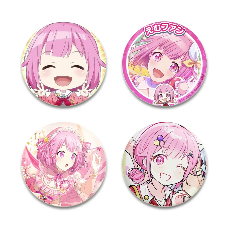 AnimeProject Sekai Badge Cute Cartoon Emu Otori Brooches Round Handmade Brooches Lapel Pins Jewelry for Backpack Clothes Gift