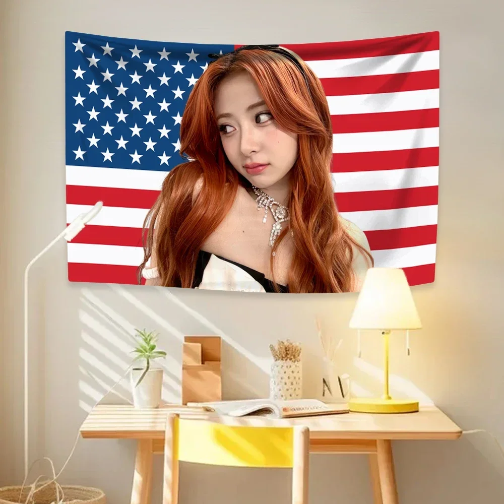 3x5ft Yunjins Wandteppich mit amerikanischer Flagge, Kpop Girl Group Idol, Heimdekoration, nur Nähen