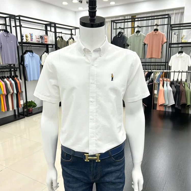 

Paul 2025 Summer New Pure Cotton Short Sleeve Men's Fashion Casual Business Iron-Free Embroidery Half Sleeve Shirt