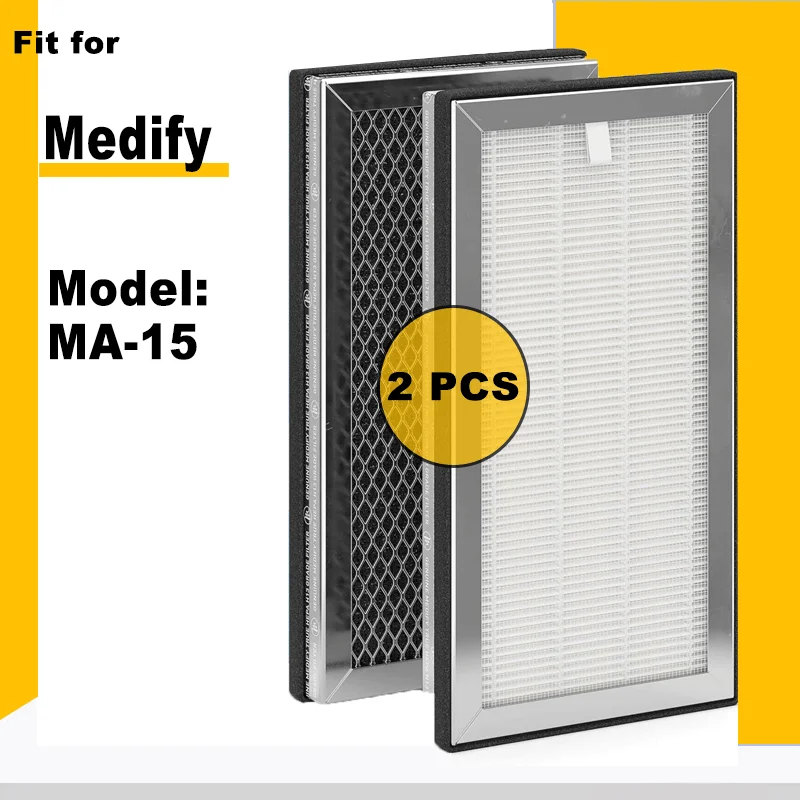 Replacement H13 True HEPA and Activated Carbon Filter for Medify MA#15 Air Purifier 2-Pack