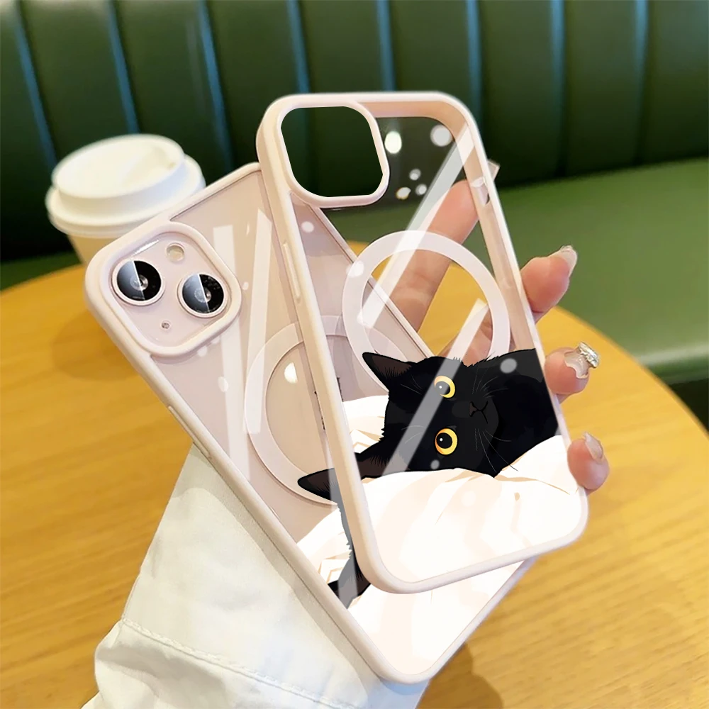 Amiable Kitten Ästhetische Klare Hülle für iPhone 17 16 11 12 15 Pro Max 13 14 Plus Hüllen für Magsafe Kabelloses Laden Sturzsichere Abdeckung – Detail 4