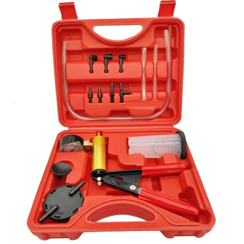 Kit di scarico del liquido dei freni della pompa a pressione manuale del vuoto Kit tester della pompa della pistola a vuoto Manometro portatile in alluminio durevole