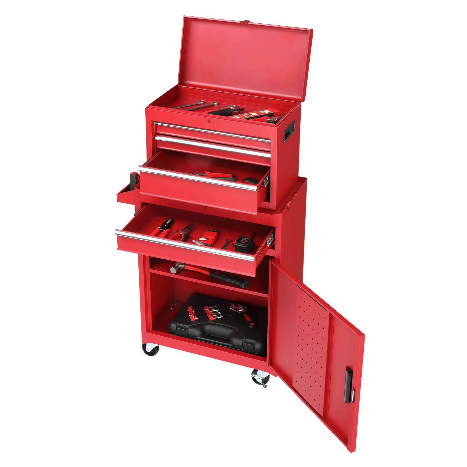 Tool Cabinet Tool Cart Combination Rolling Tool Chest with Drawers, Multi-Drawer Storage Organizer Box, Mobile Workshop Garage Tool Storage Cabinet, Heavy Duty Metal Tool Trolley for Repair Workshop Garage Hardware Tools Storage - view 3