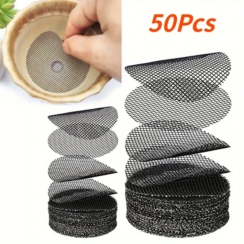 50Pcs Flower Pot Hole Mesh Pads Planter Tray Keep Soil In and Drainage Out Plant Trays For Pots Garden Supplies