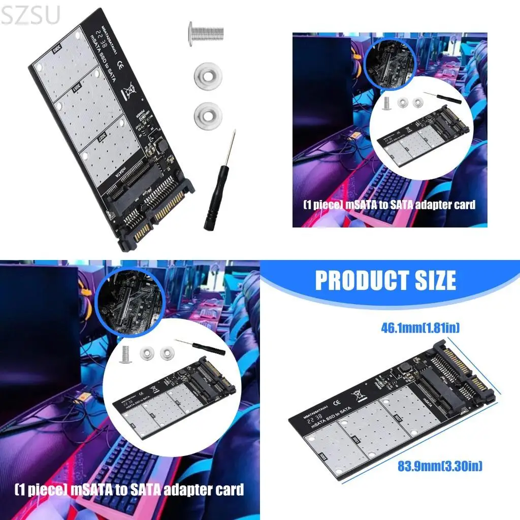 SZSU MSATA to SATAs Adapter Expansion Card 7Pin SATAs to mSATA Drive Converters Card
