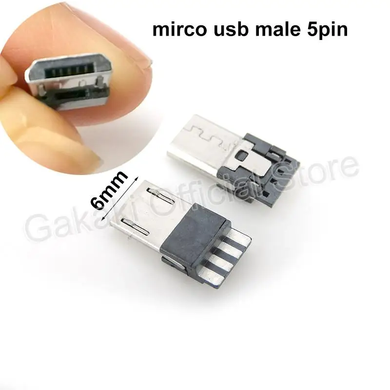 5pcs Micro USB 5PIN Welding Type Male Plug Connectors Charger 5P USB Tail Charging Socket 4 in 1