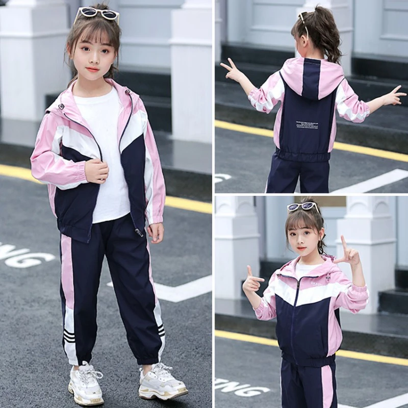 New Girls Clothing Sets Teenage Autumn Tracksuit Kids Plus Size Sportswear Girls Suit Costume Sports Suits 6 8 10 12 Years