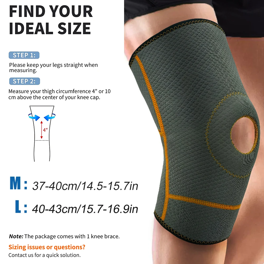 1Pcs Medical Grade Compression Sleeve Knee Braces for Relief Pain Wraps Patella Stabilizer with Patella Gel Pad for Men Women