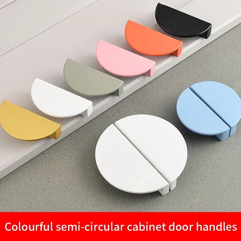 

Wardrobe Door Handle Cabinet Drawer Handle Half Round Scandinavian French Children's Room Colourful Pair Installation