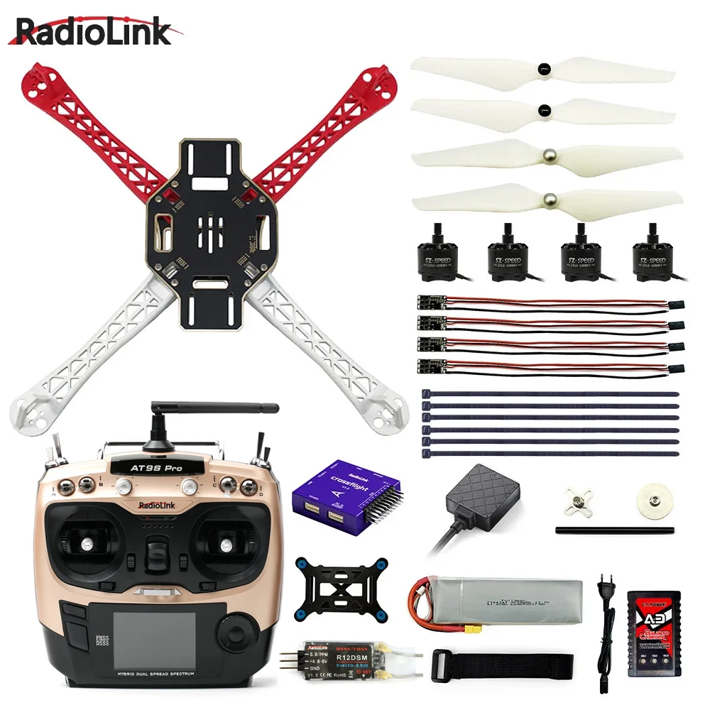 Radiolink F450 450mm Quadcopter T8FB/ AT9S Remote Control,Crossflight FC & TS100 M8N GPS & 2312 KV1000 Motor 30A ESC 9450 Props