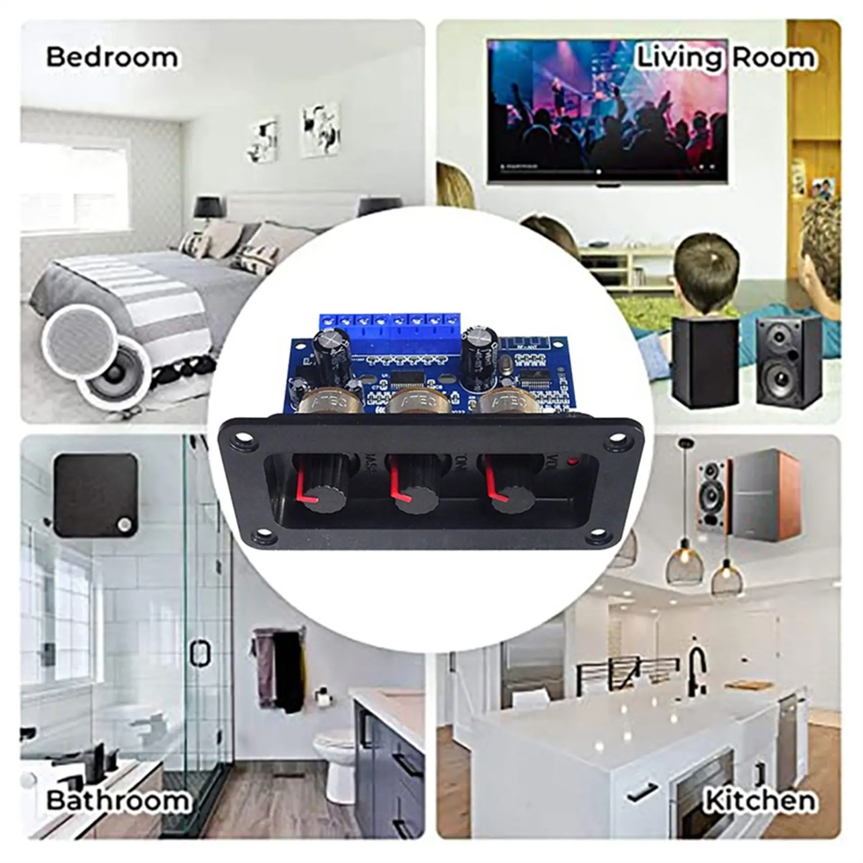 ABFKL BT5.0 2.1 Channel Digital Amplifier Board+AUX Cable+Remote Control 2X25W+50W Subwoofer Class D Amplifier Board DC12-20V