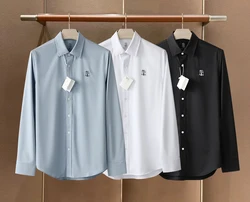 BILLIONAIRE BLKA CPTG Shirt cotton men 2025 new Business Embroidery Straight high-quality Long sleeved shirt Size M-XXXL