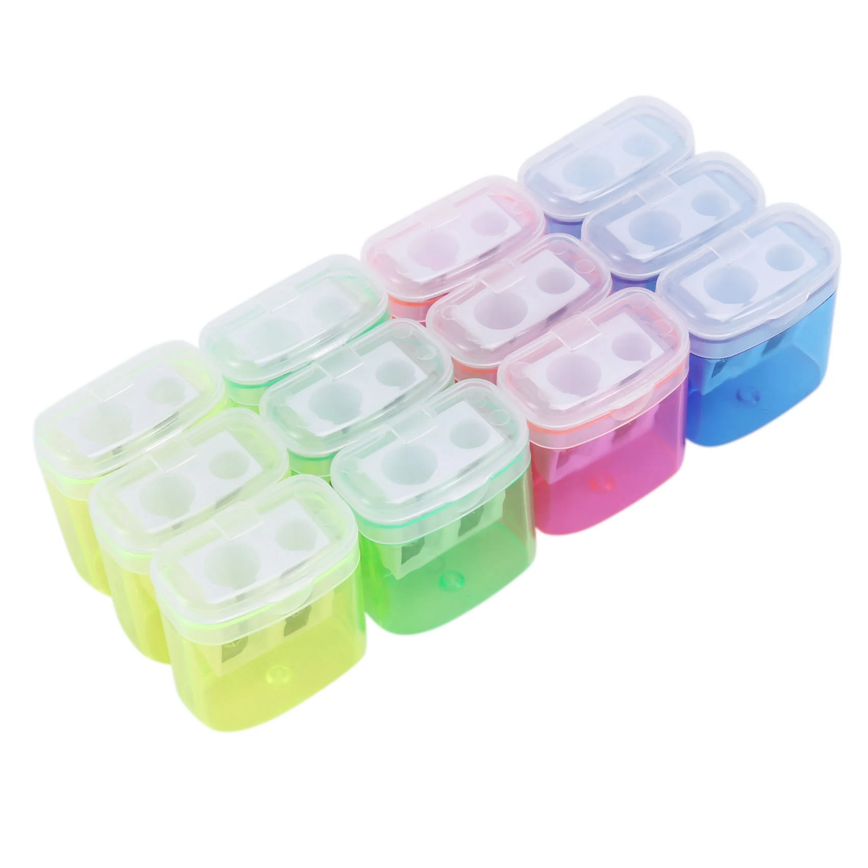 48PCS 4 Color Pencil Sharpener Transparent Cute Pupil Pencil Sharpener Manual Pencil Sharpener