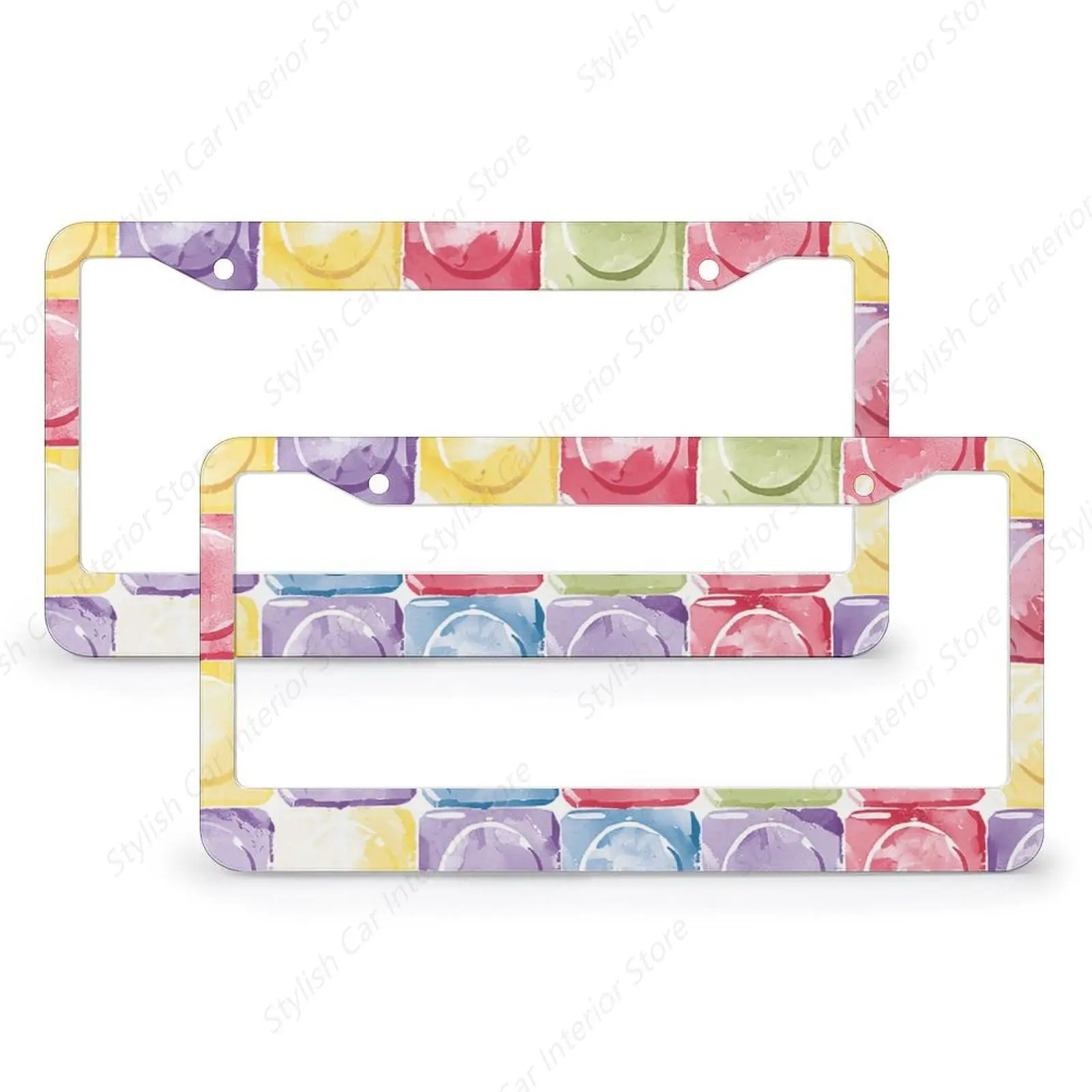 

2 Pack Universal License Plate Frames, Soft Color Style Printed Ultra-Thin Front Back License Plate Cover License Plate Holder