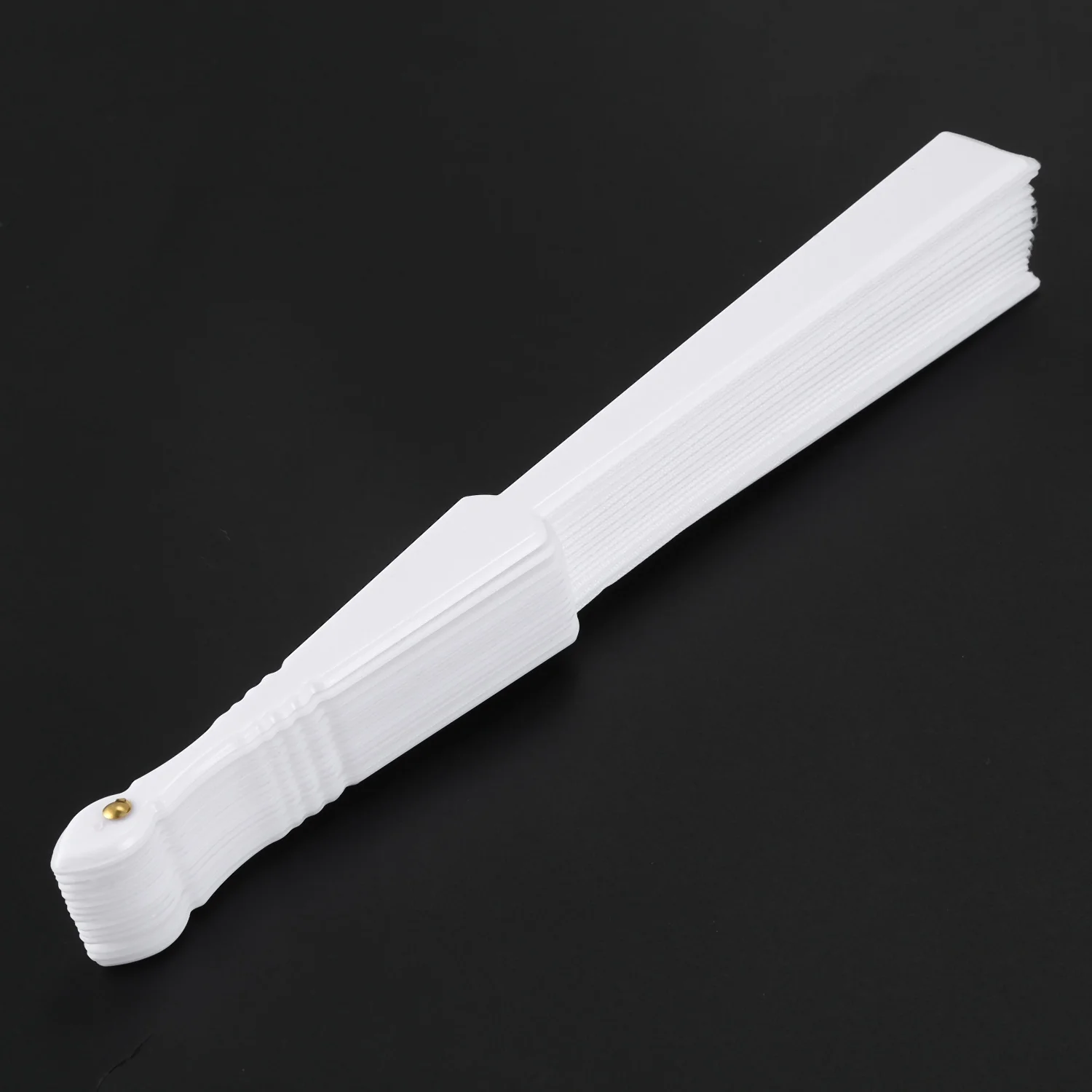 A013 Abanico plegable de mano de tela plástica para damas y hombres blanco