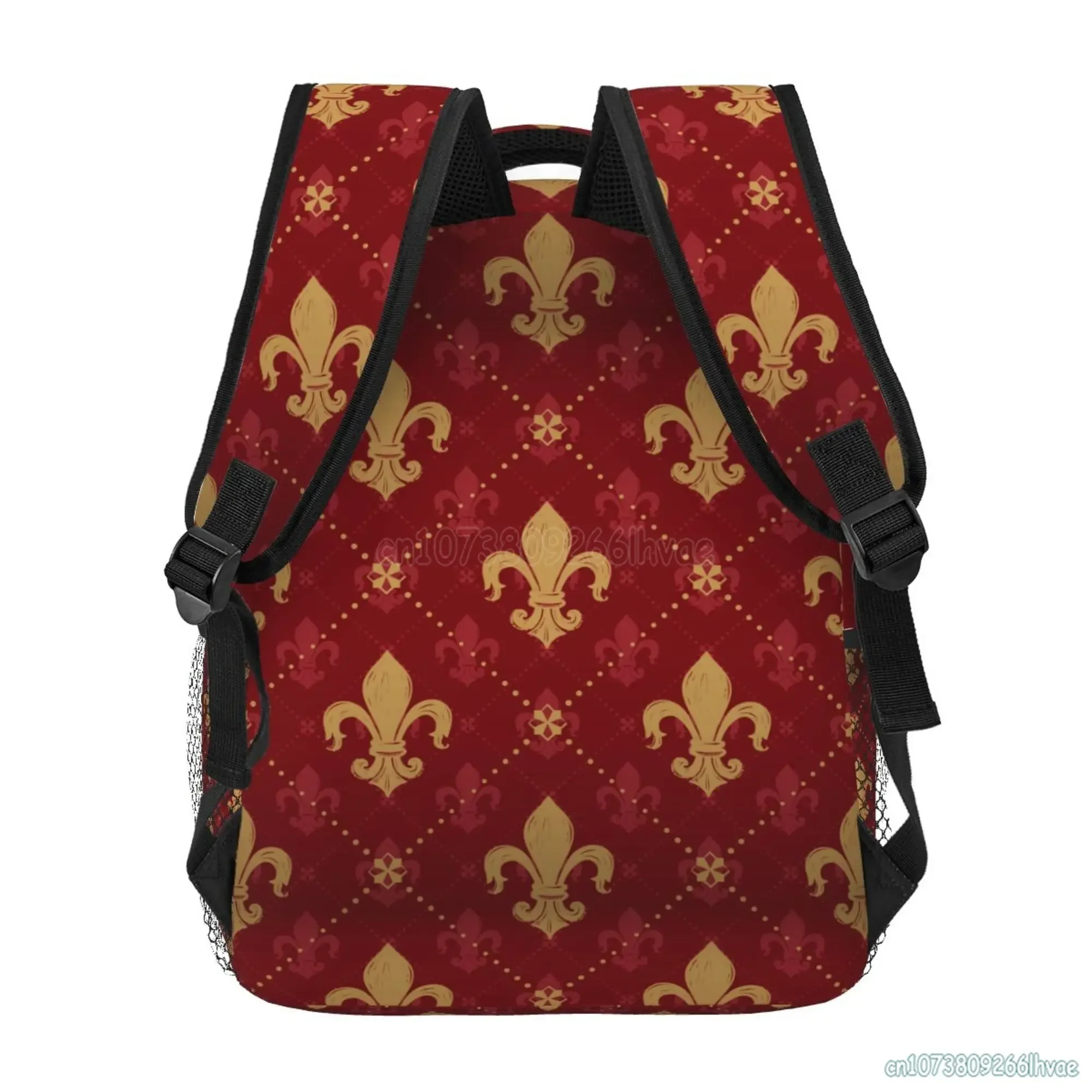 حقيبة ظهر Fleur De Lis باللون الذهبي والبني الملكي للجنسين، حقيبة سفر كاجوال للكمبيوتر المحمول، حقائب مدرسية للأولاد والبنات