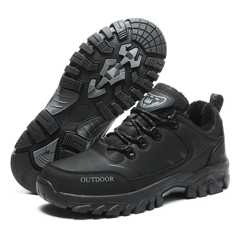 

New Men's Mountaineering Shoes Warm Plush Inner Low cut Outdoor Mountaineering Shoes Anti slip Autumn and Winter