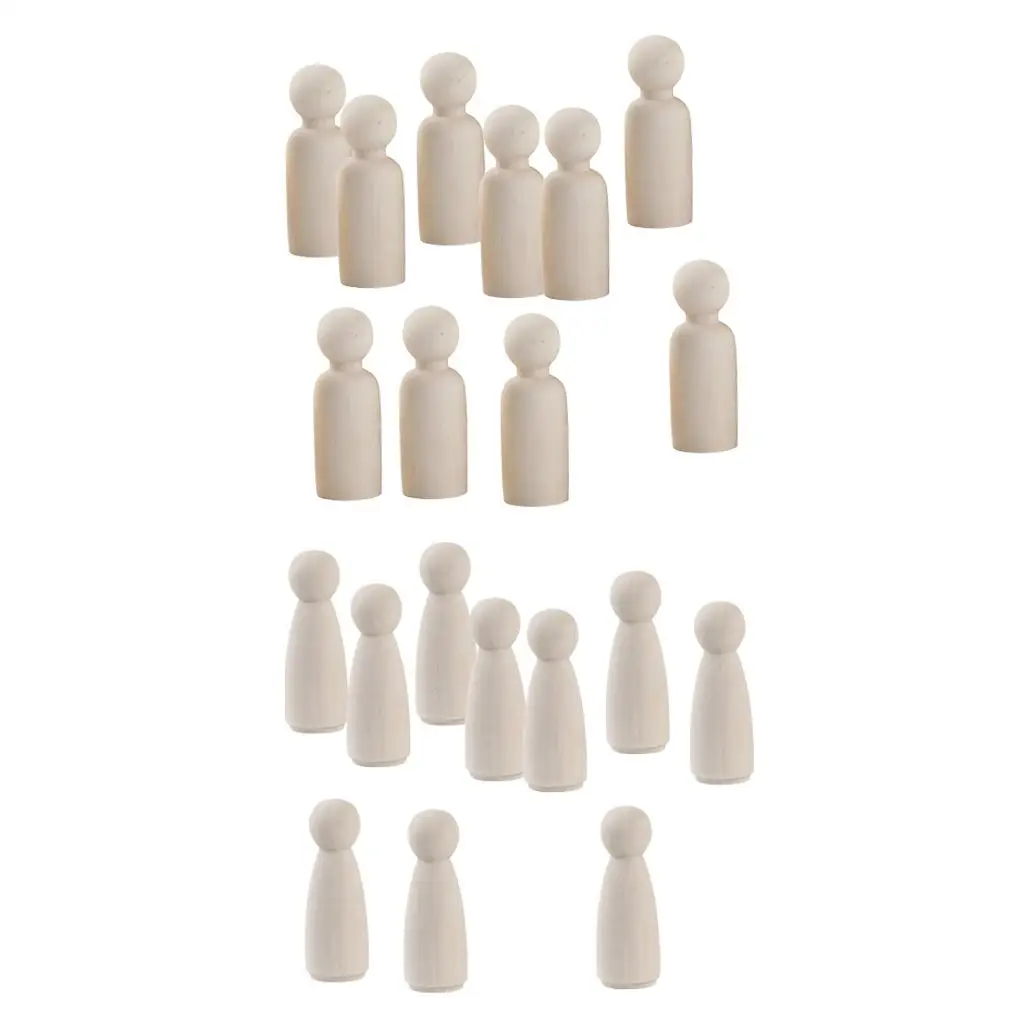 10x Wooden Peg Dolls Couple crafts Cake Topper Printed Decorations