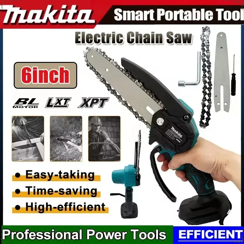 

Makita Electric Saw Wood Logging Chain saw 6 Inch Handheld PortableGarden Pruning Wood Power Tool