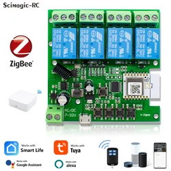 Zigbee 4-Channel Intelligent Automation Module 4CH Smart Switch 220V 12V 24V 10A Relay Work With Alexa Google Assistant Tuya APP