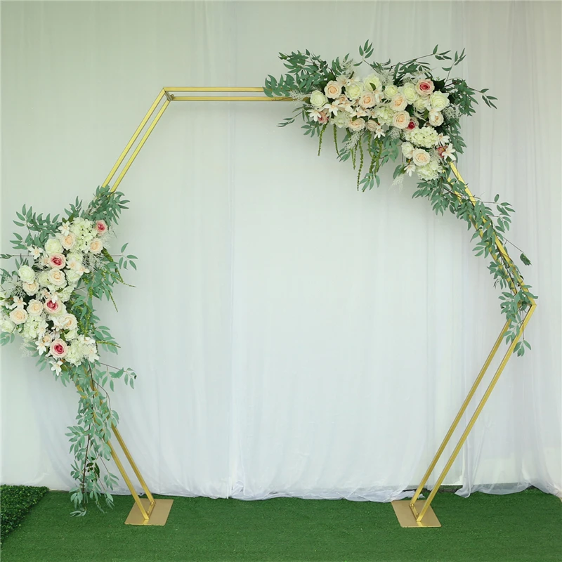 

FLONE Hexagon Wedding Arch Iron Stand Wedding Background Decoration Flower Stand Balloon Door Birthday Party Decor