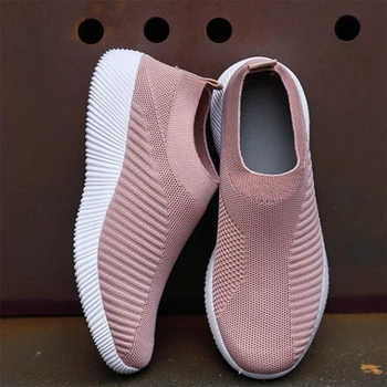 YRZL Womens Shoes Knitting Sock Sneakers Women Flat Shoes Casual Breathable Comfortable Slip on Flats Walking Shoes for Women