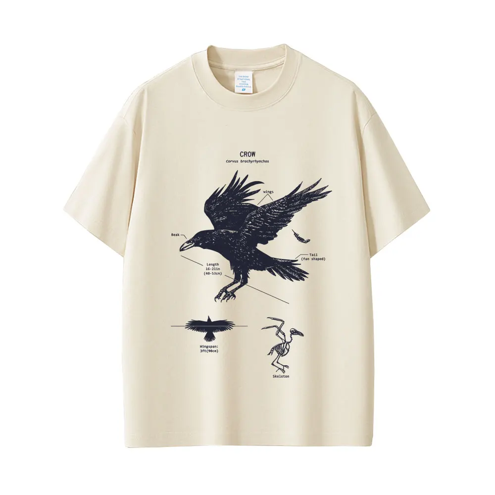 

Crow Anatomy Graphic T-shirt Men Women Casual Oversized Crewneck T Shirts Men's Vintage Tshirt Tops Unisex Harajuku Streetwear