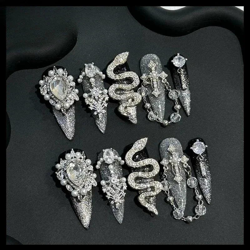 

Nail Art Handmade Wearing Nail Patch Slytherin Snake Academy Queen Luxury