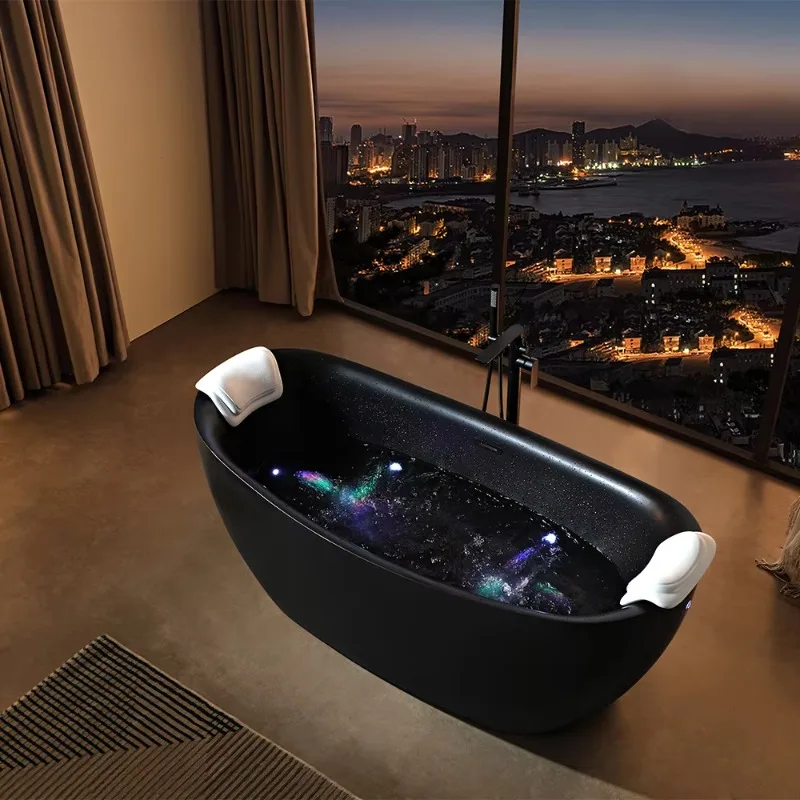 Whole Black Durable Surface Bathtub Big Size Free Standing Luxury Art Style Black Color Bathroom Bath Tub