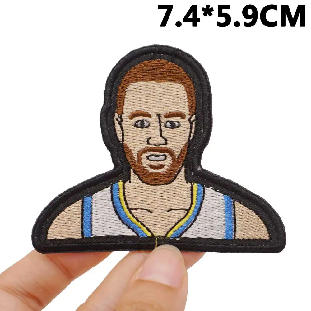 basketball star Embroidered Patches Applique Sewing Label punk biker Band Rock Clothes Badges with hook backing