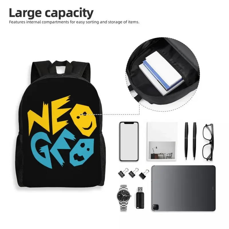 Mochilas Neogeo Arcade para meninos e meninas, 3D Print, escola, faculdade, bolsas de viagem, mulheres, homens, Bookbag, Fits 15 Polegada Laptop, personalizado