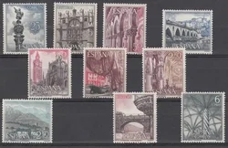 10Pcs/Set New Spain Post Stamp 1965 Tourist Architecture Scenery Bridge Sculpture Stamps MNH