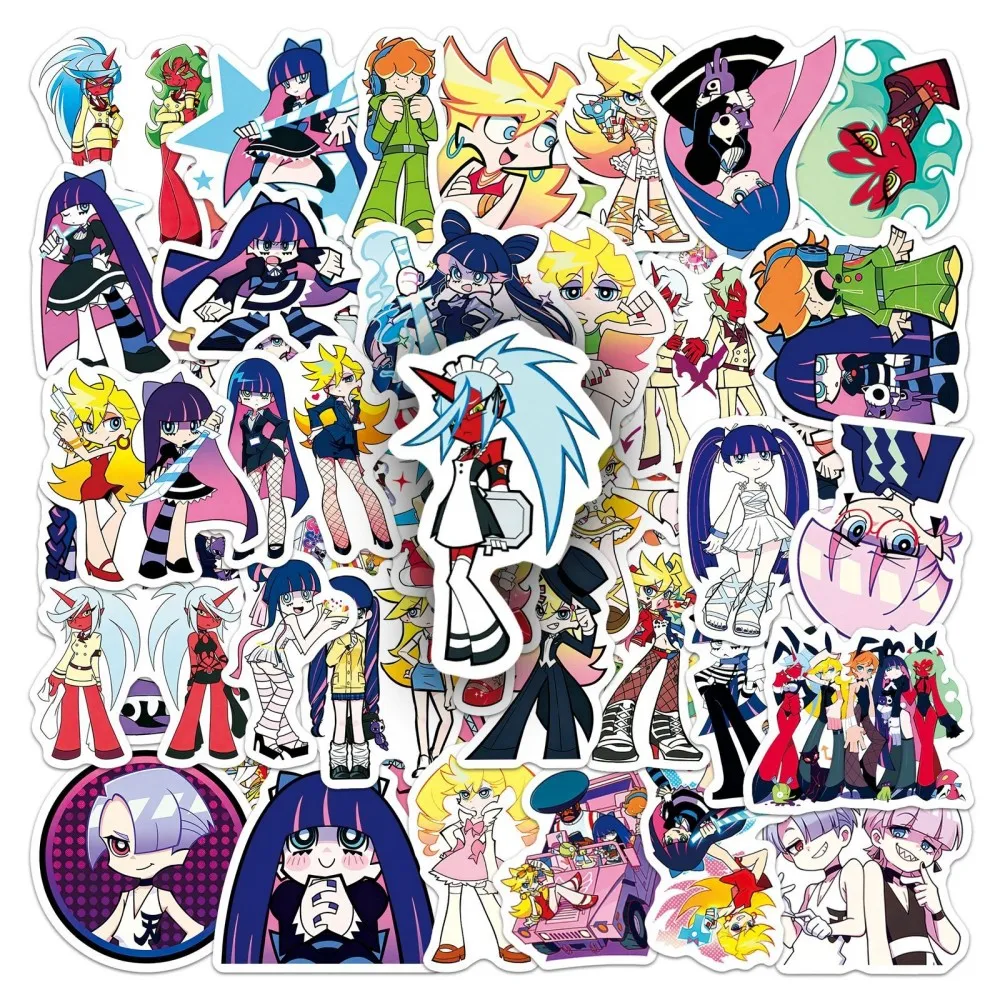 50PCS New Cartoon Anime Stickers Panty&Stocking with Garterbelt Punk Music, Thermos Cup Refrigerator Decoration Stickers Gift
