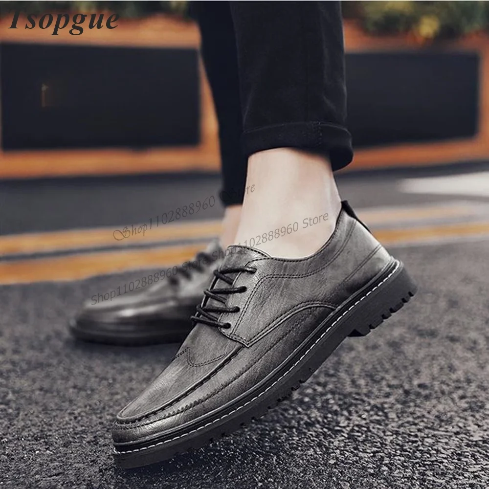 Cross-Tied High Quality Black Handmade Leather Men's Pumps Shoes For Men Slip-On Runway Casual Party Shoes 2023 Zapatillas Muje