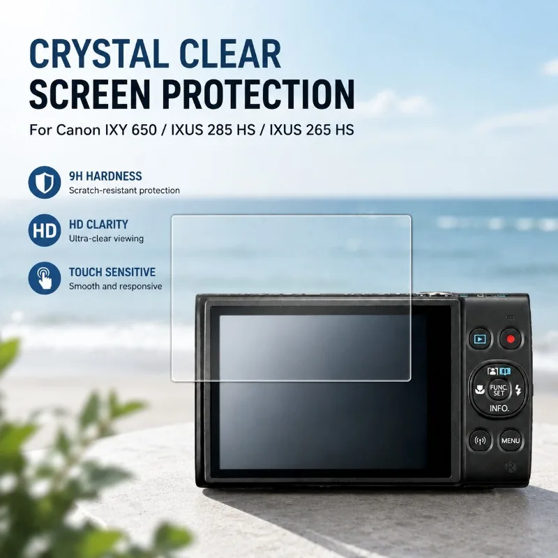 Camera Tempered Glass Screen Protector, Compatible with Canon IXY 650, IXUS 285 HS, IXUS 265 HS, HD Clear LCD Protective Film