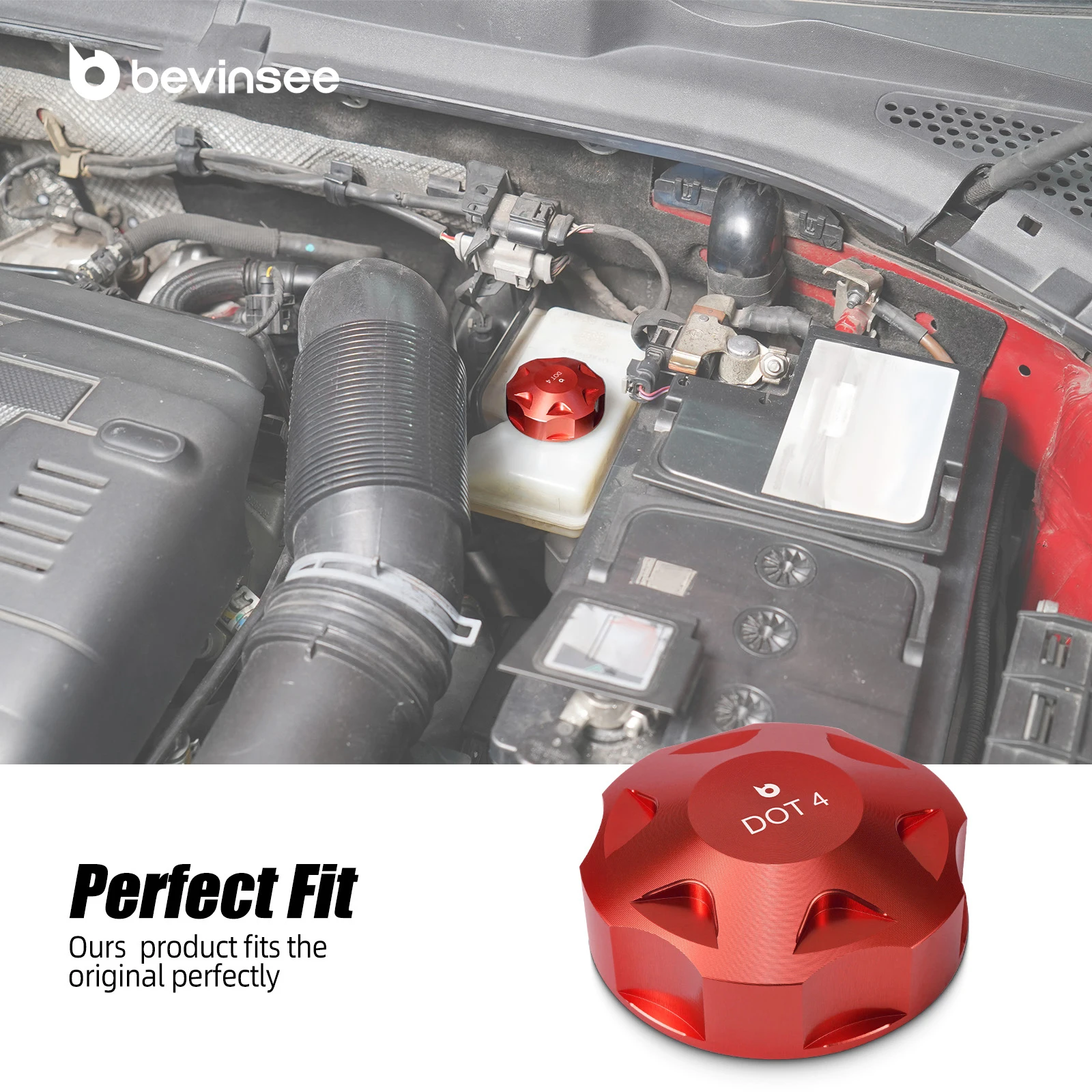 BEVINSEE Brake Fluid Reservoir Cap for VW for Golf 7 GTI for Golf MK7 MK6 MK5,for Audi A3 S3 TT Q5 A4 A5 A6,for SEAT Leon 5F view 6