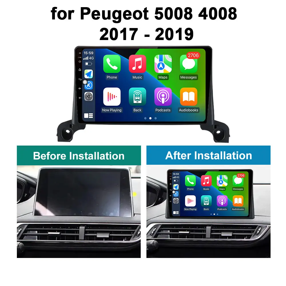 راديو سيارة مشغل وسائط متعددة ، 9 بوصة ، أندرويد OS ، نظام تحديد المواقع والملاحة ، 4G سيارة ، DSP ستيريو ، أدوات ، Peugeot ، Auto ،