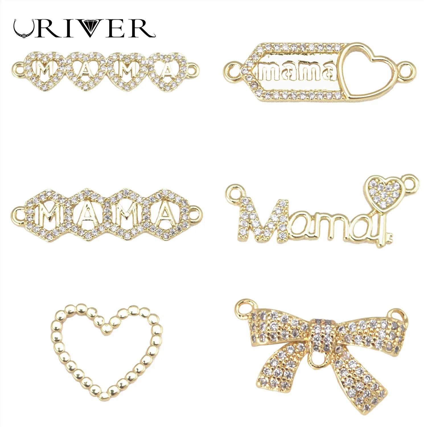 

LJRIVER Connector for DIY Jewelry Mother MaMa Theme Clasp Brass Necklace/Bracelet Making Kit Parts Paved Zircon Accessories