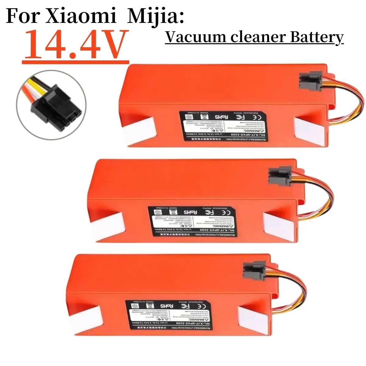 Replacement Battery for Xiaomi Roborock, Robotic Vacuum Cleaner, S55, S60, S65, S50, S51, S5 MAX, S6 Parts, 14.4V, 12800mAh