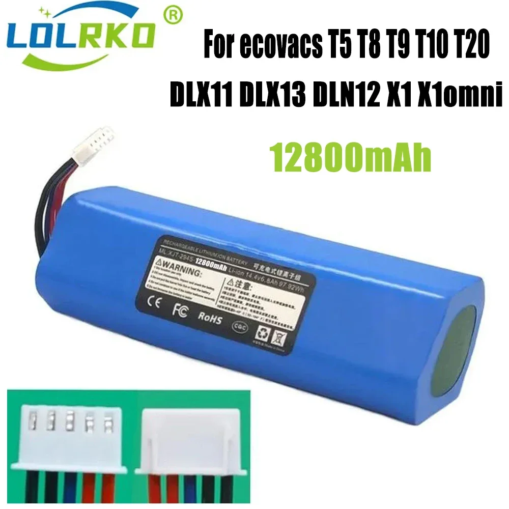 2024 Upgrade 12800mAh14.4V For ecovacs T5 T8 T9 T10 T20 DLX11 DLX13 DLN12 X1 X1omni X1turbo Sweeping robot battery