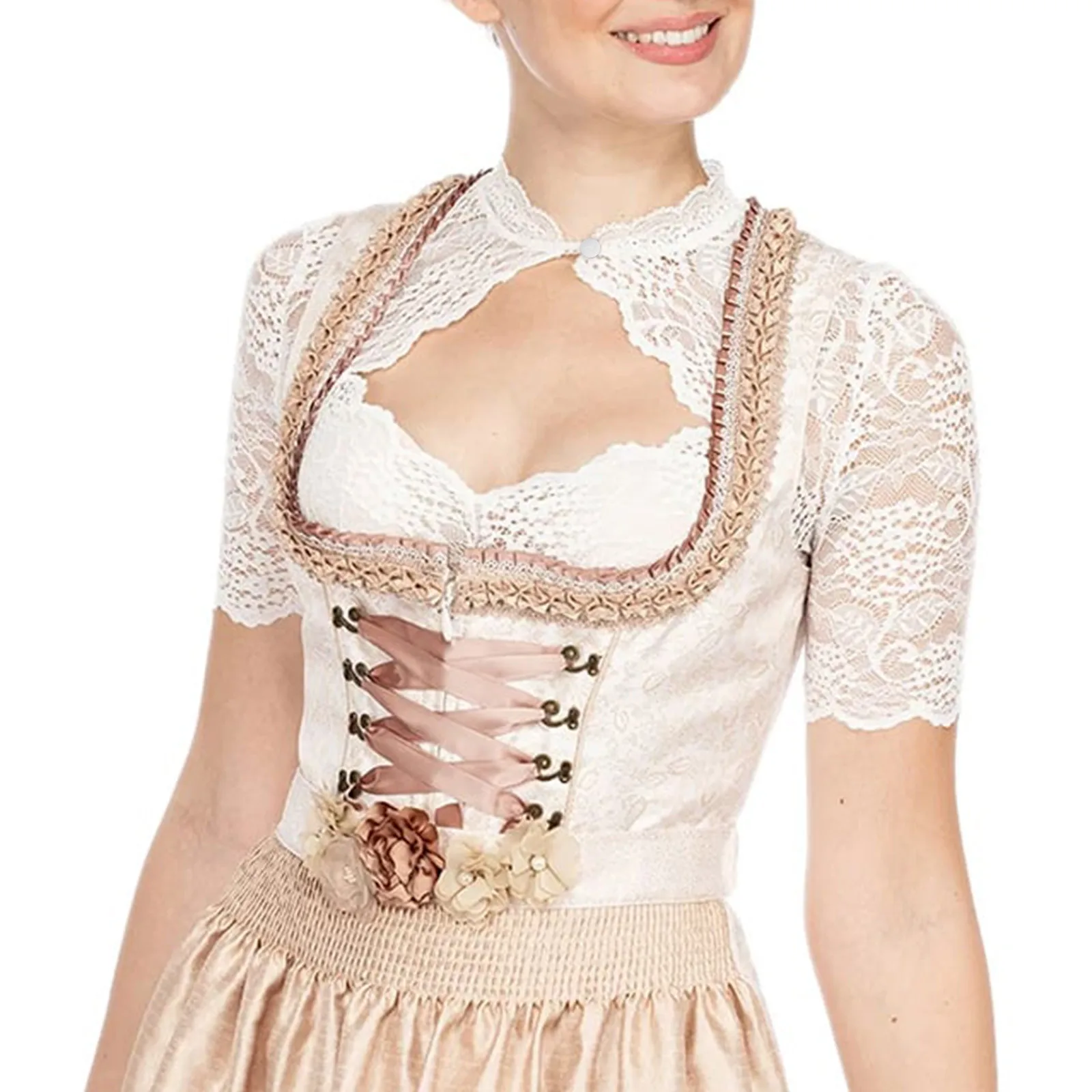 Traditionelle bayerische Bier bluse sexy aushöhlen Oktoberfest Wrap Crop Top elegante Spitze Dirndl Kostüme Crop Tops