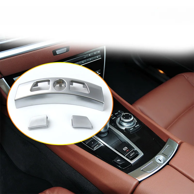 Silver Plastic Central Armrest Switch Panel With Button Cover For BMW 5 Series GT F07 2010-2017 Center Console Trim Replacement