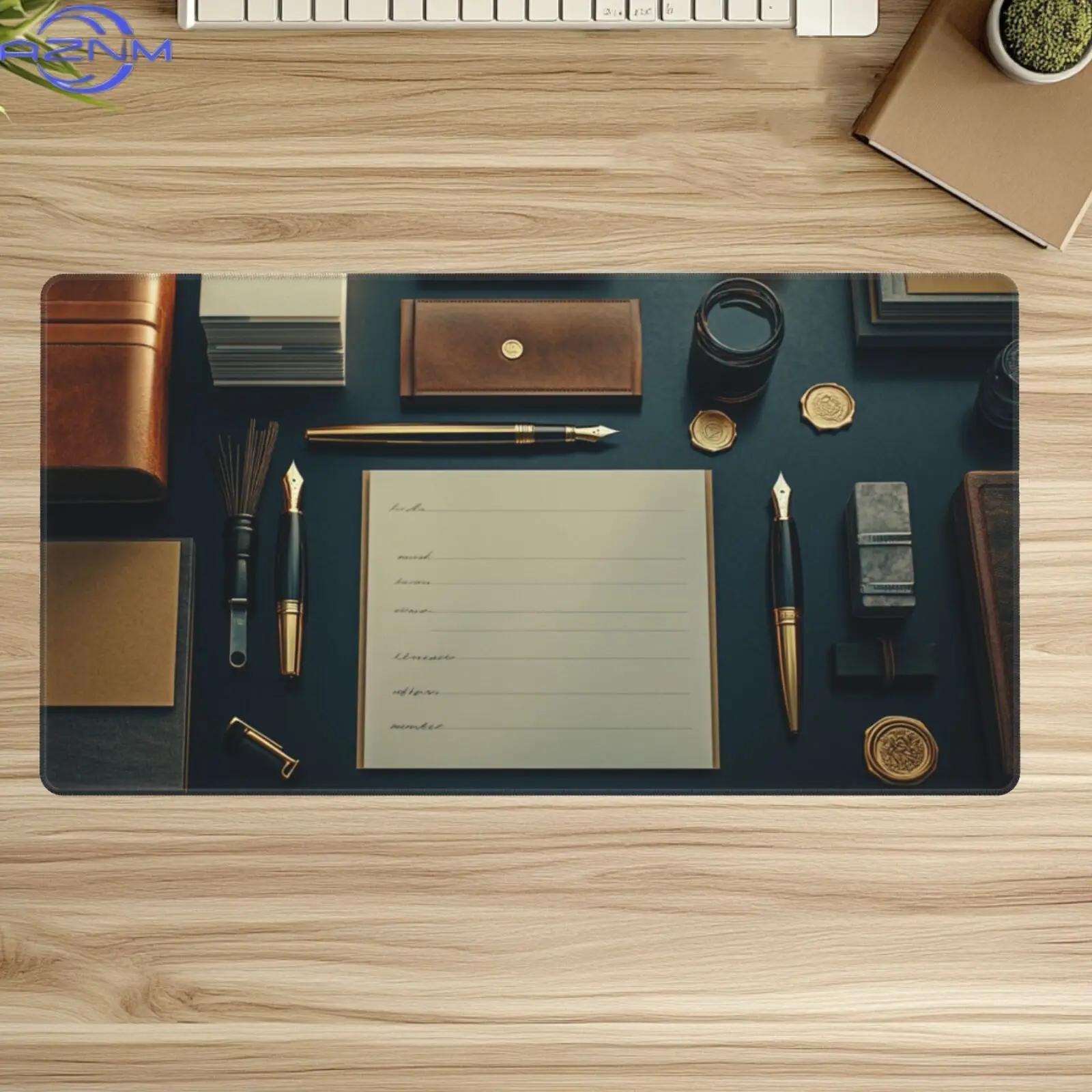 1pc Elegant Desk Mat | Durable Polyester Surface With Non-Slip Rubber Base, 2Mm Thick, Features Writing Tools Design, Perfect Fo
