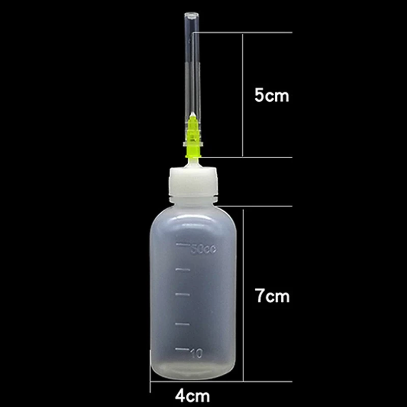 Flacone erogatore di aghi in polietilene trasparente da 3 pezzi da 50ml per pasta di flusso per saldatura di colofonia + 3 strumenti per aghi
