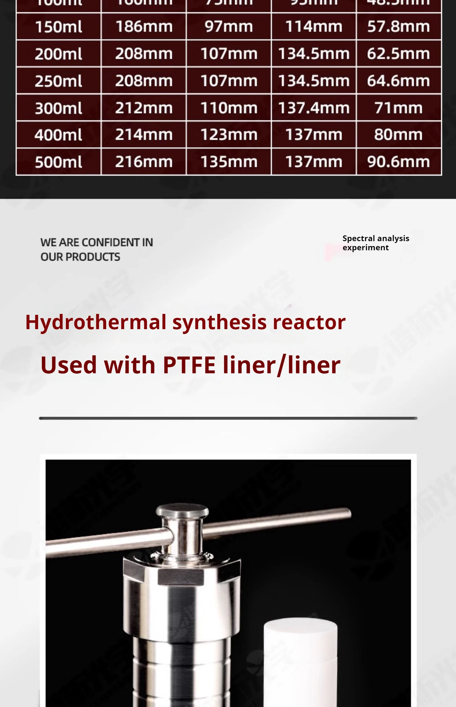 25/50 ml PTFE-gefütterter hydrothermischer Synthese-Autoklavenreaktor 3 MPa 304 Stahl Hochdruck-Hydrothermischer Verdauungstank PTFE – Detail 5