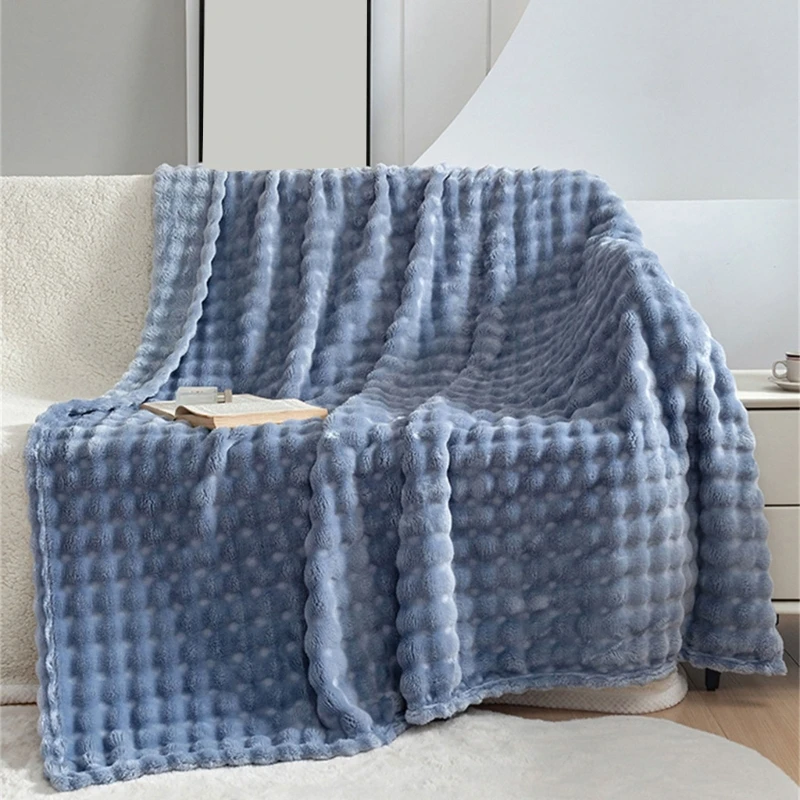 Plushes Cuddly Blanket Softness Rabbit Faux Furs and Flannel Throw Blanket for Sofa Bed Couch 100x150cm