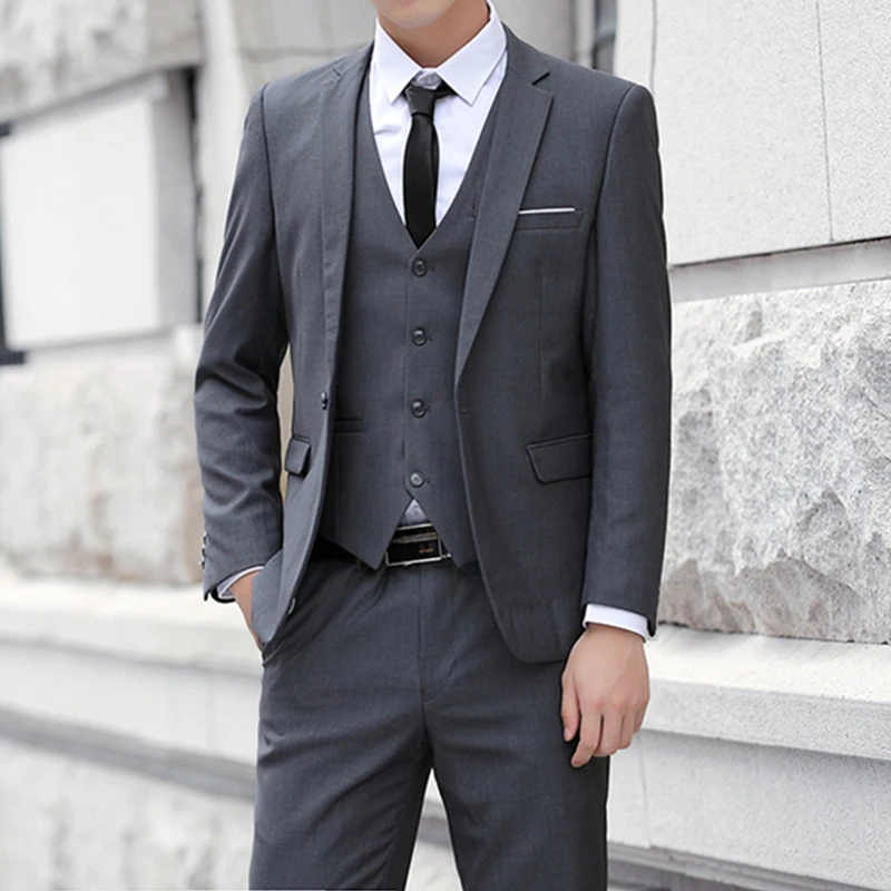 

2024 New Men's Business Casual Blazers 3 Piece Suits Set Coat Vest Pants / Wedding Banquet Work Blazer Jacket Trousers S-5XL
